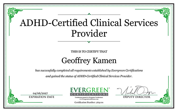 ADHD Certified Clinicial Services Provider