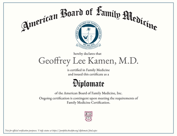 American Board of Family Medicine certificate